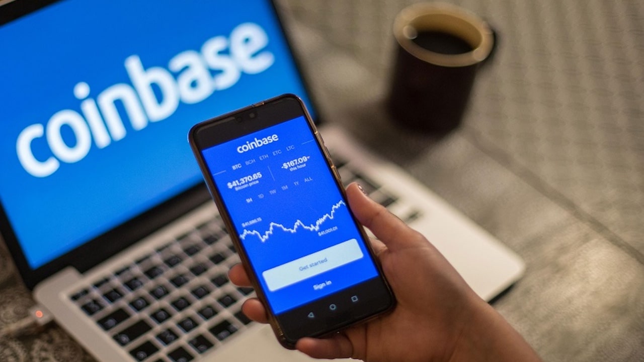 Coinbase mobile and laptop