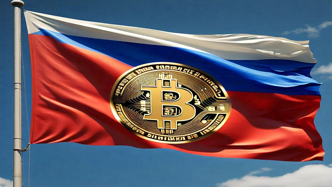 russian flag and bitcoin