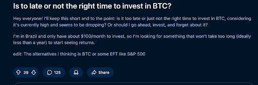 Reddit Post On When To Buy Bitcoin